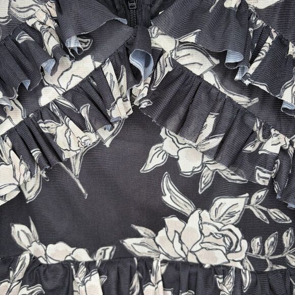 Joyfolie Mia Joy Clarissa Ruffle Dress High Low Hem Black Beige Floral Girls 8 - Picture 9 of 13